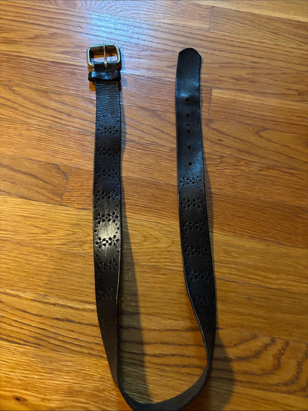 Black womens  Perforated Leather Belt